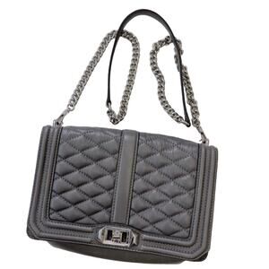 Rebecca Minkoff Quilted Crossbody Bag Purse Gray Silver Chain